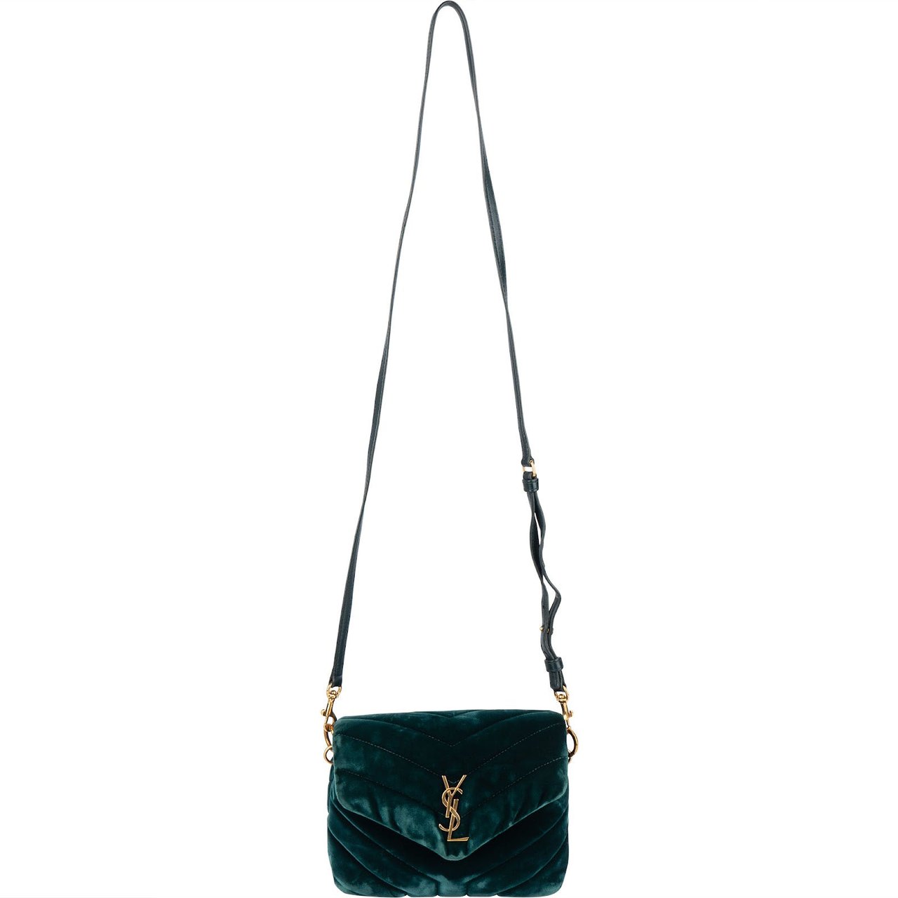 Saint Laurent Saint Laurent Velvet Loulou Toy Crossbody Bag Donkergroen