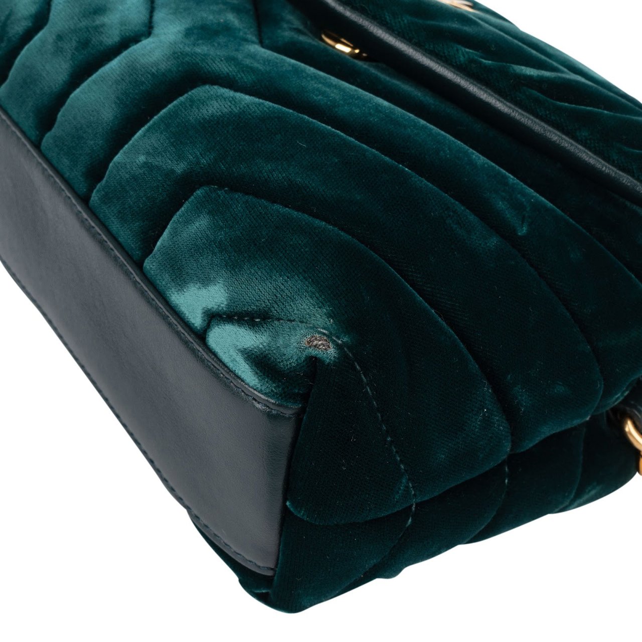 Saint Laurent Saint Laurent Velvet Loulou Toy Crossbody Bag Donkergroen