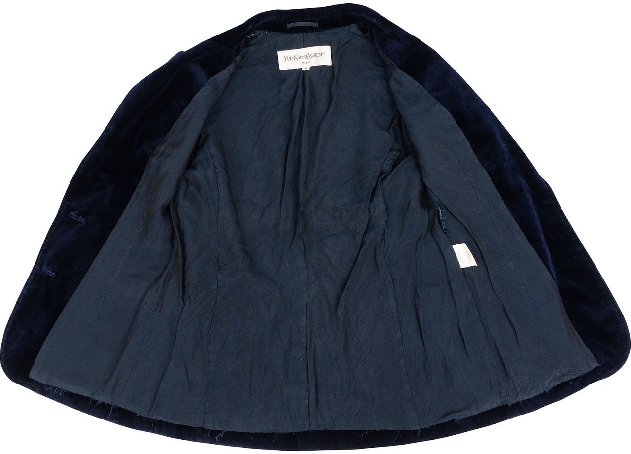 Saint Laurent Yves Saint Laurent Navy Samt Velvet Blazer Jacket (S) Navy