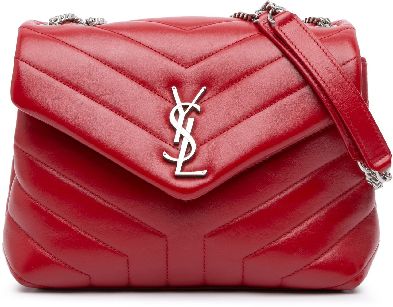 Saint Laurent Small Leather Monogram Loulou Crossbody Rood