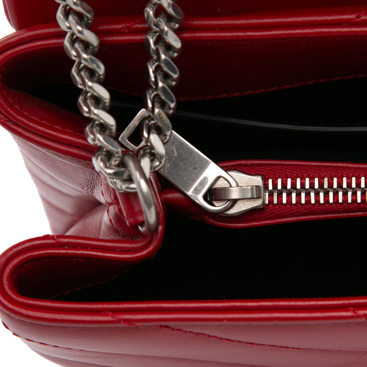 Saint Laurent Small Leather Monogram Loulou Crossbody Rood