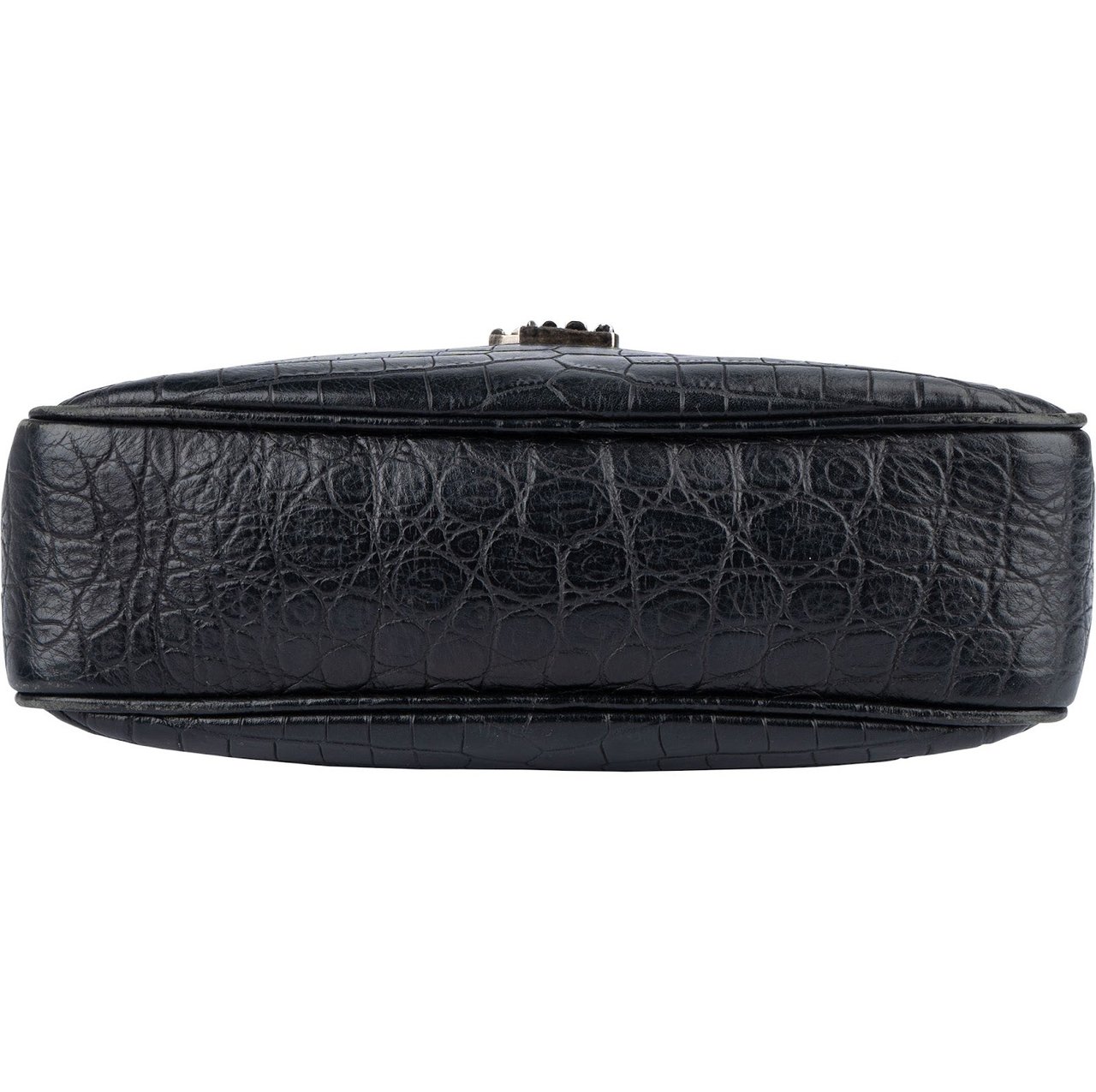 Saint Laurent Saint Laurent Croc-Embossed Leather Lou Camera Crossbody Bag Zwart