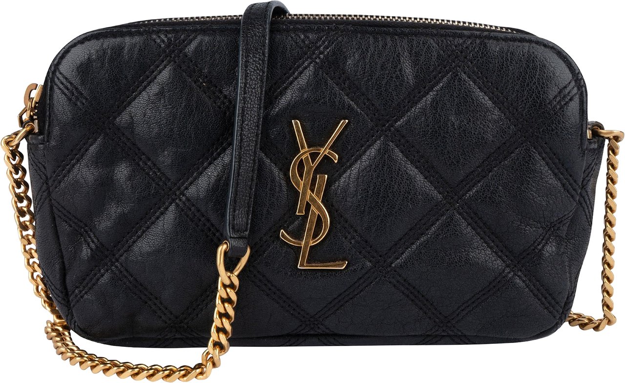 Saint Laurent Black Quilted Leather Becky Crossbody Bag Zwart