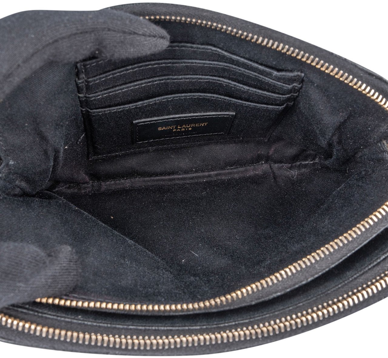 Saint Laurent Saint Laurent Black Quilted Leather Becky Crossbody Bag Zwart