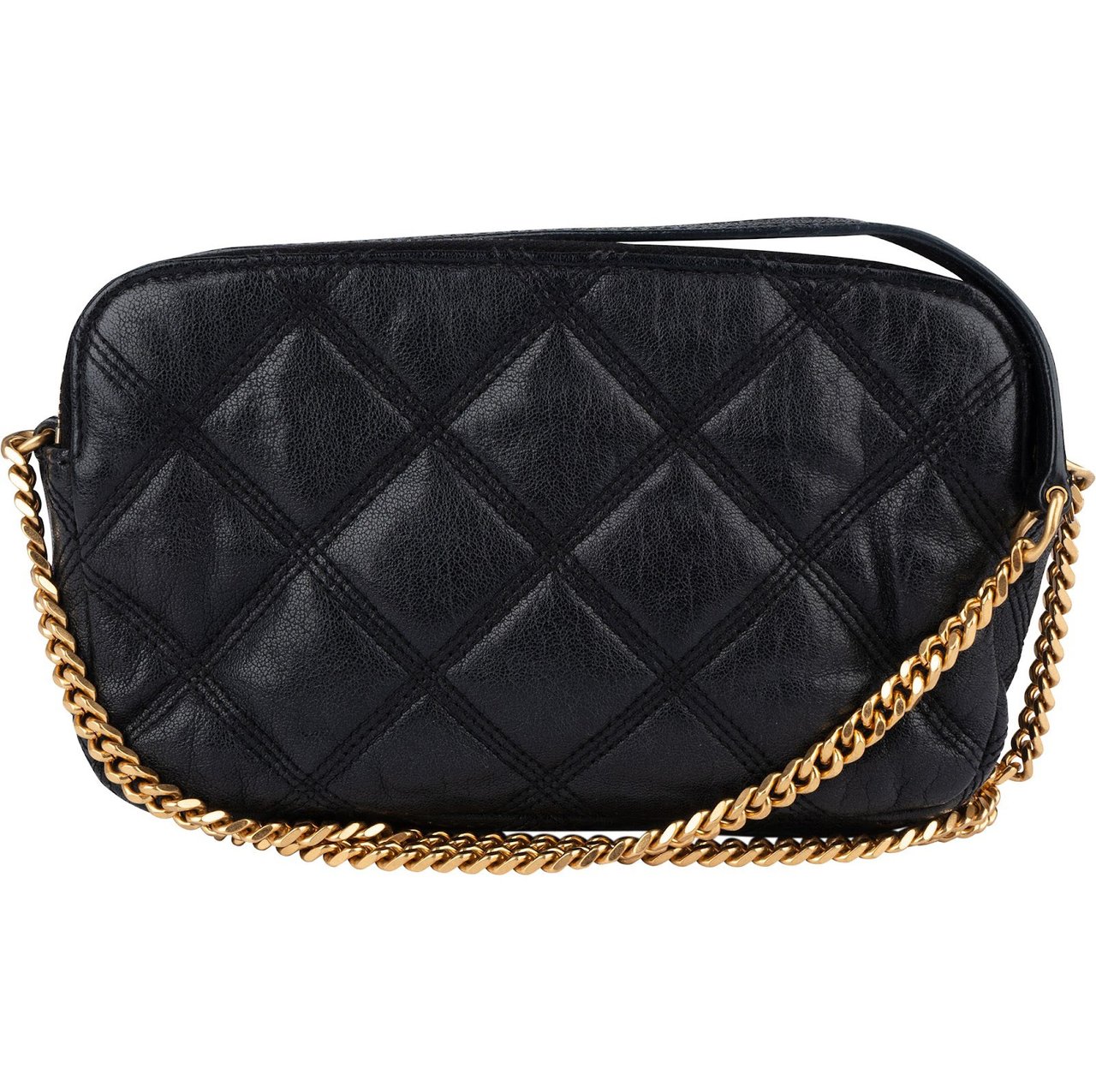 Saint Laurent Saint Laurent Black Quilted Leather Becky Crossbody Bag Zwart