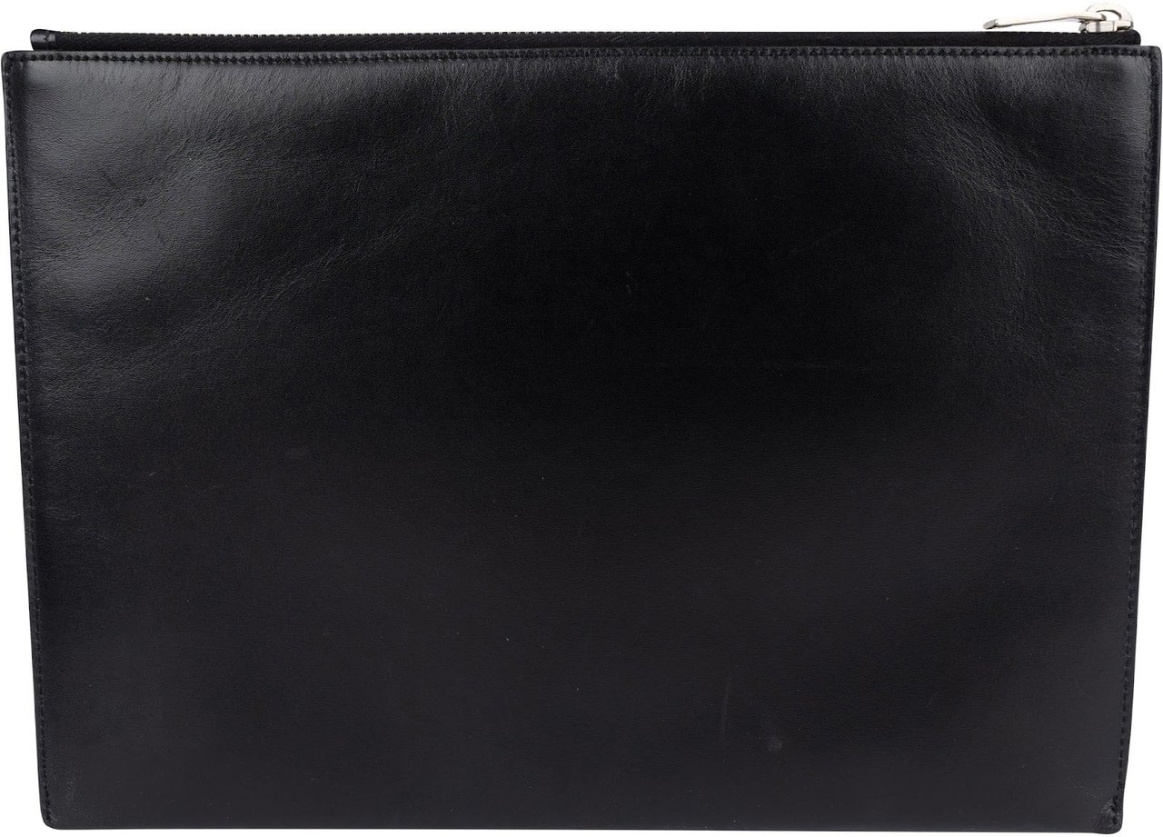 Saint Laurent Saint Laurent Black Leather Clutch Zwart