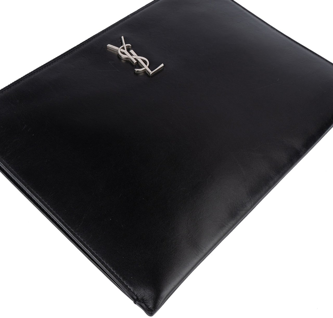 Saint Laurent Saint Laurent Black Leather Clutch Zwart