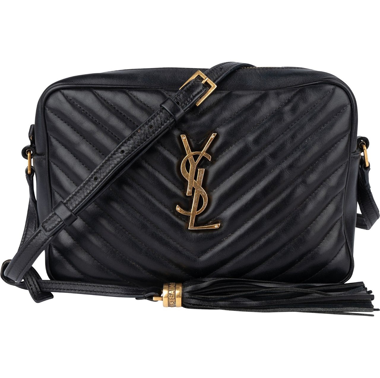Saint Laurent Saint Laurent Quilted Leather Lou Camera Crossbody Bag Zwart