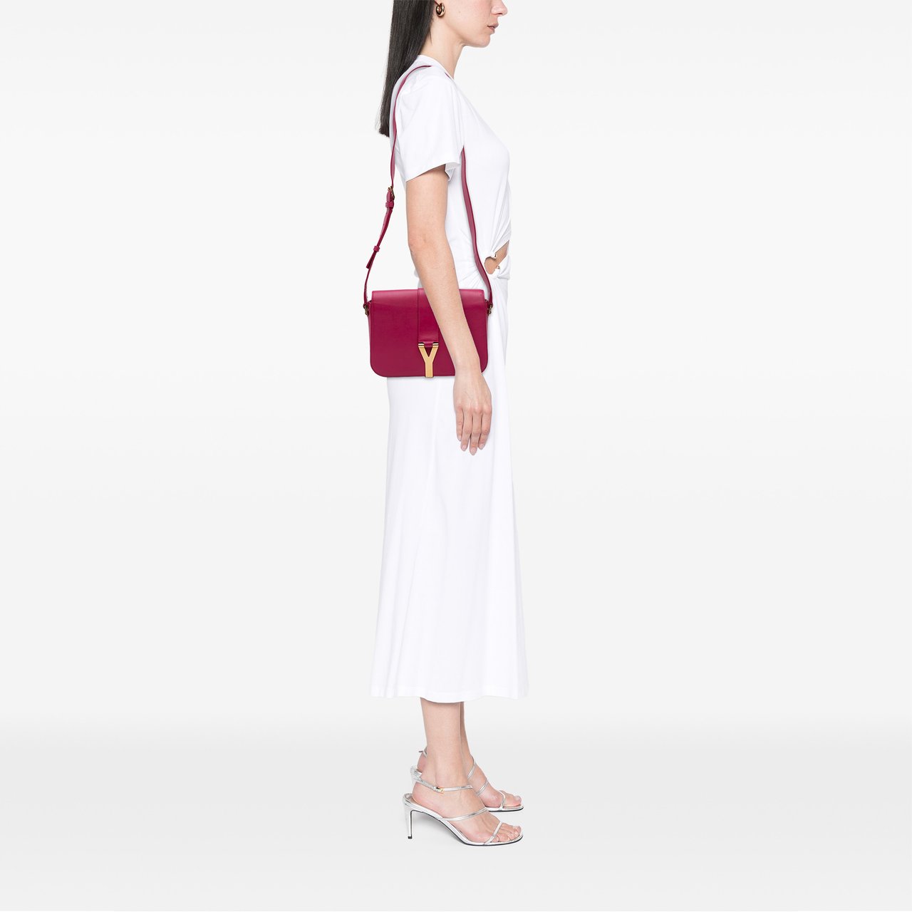 Saint Laurent Leather Chyc Y Ligne Crossbody Roze