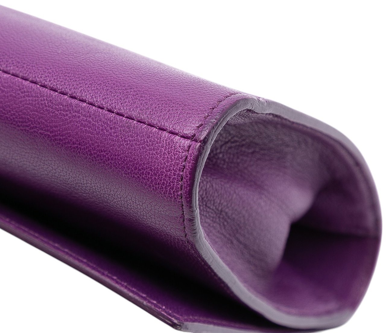 Saint Laurent Large Leather Belle de Jour Clutch Paars