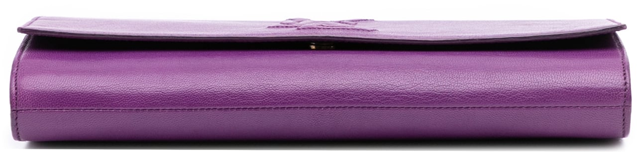 Saint Laurent Large Leather Belle de Jour Clutch Paars