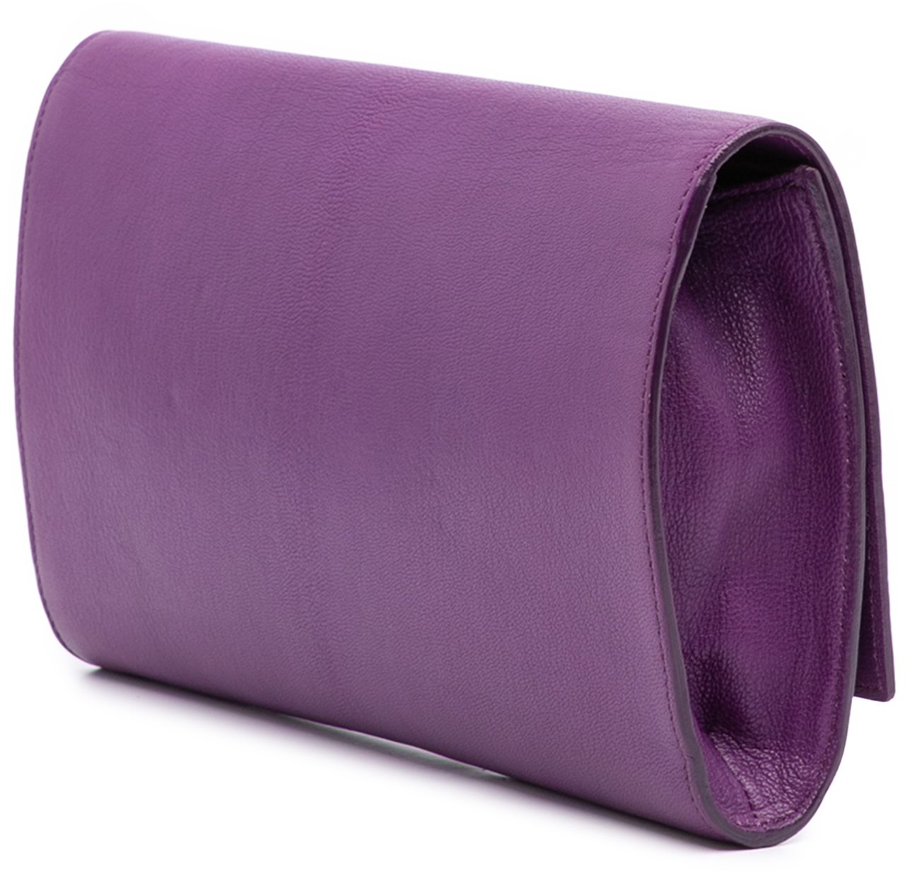 Saint Laurent Large Leather Belle de Jour Clutch Paars