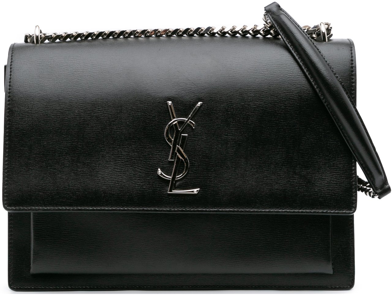 Saint Laurent Large Leather Monogram Sunset Crossbody Zwart