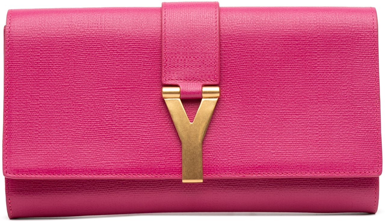 Saint Laurent Leather Chyc Ligne Clutch Roze