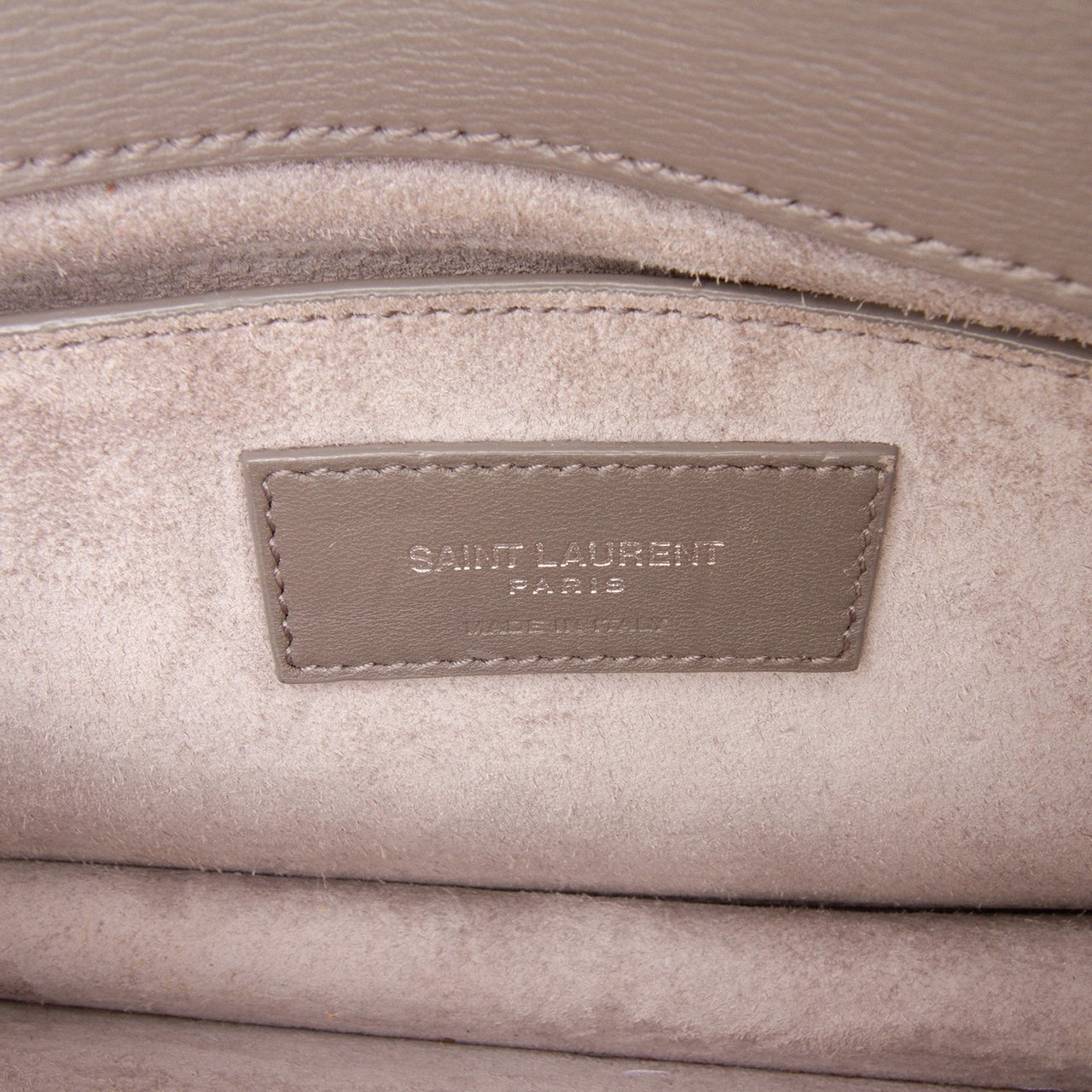 Saint Laurent Medium Leather Monogram Sunset Crossbody Grijs