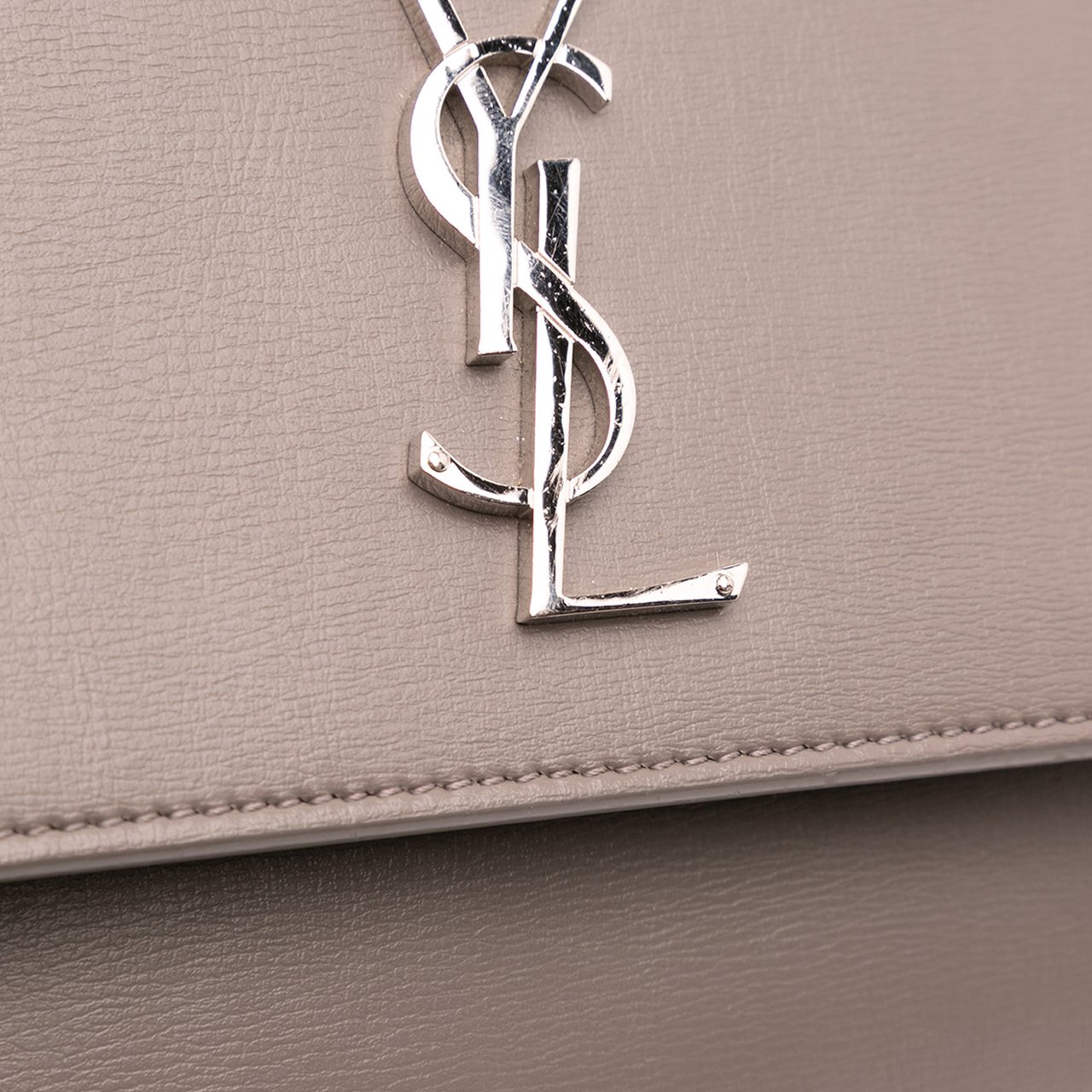 Saint Laurent Medium Leather Monogram Sunset Crossbody Grijs