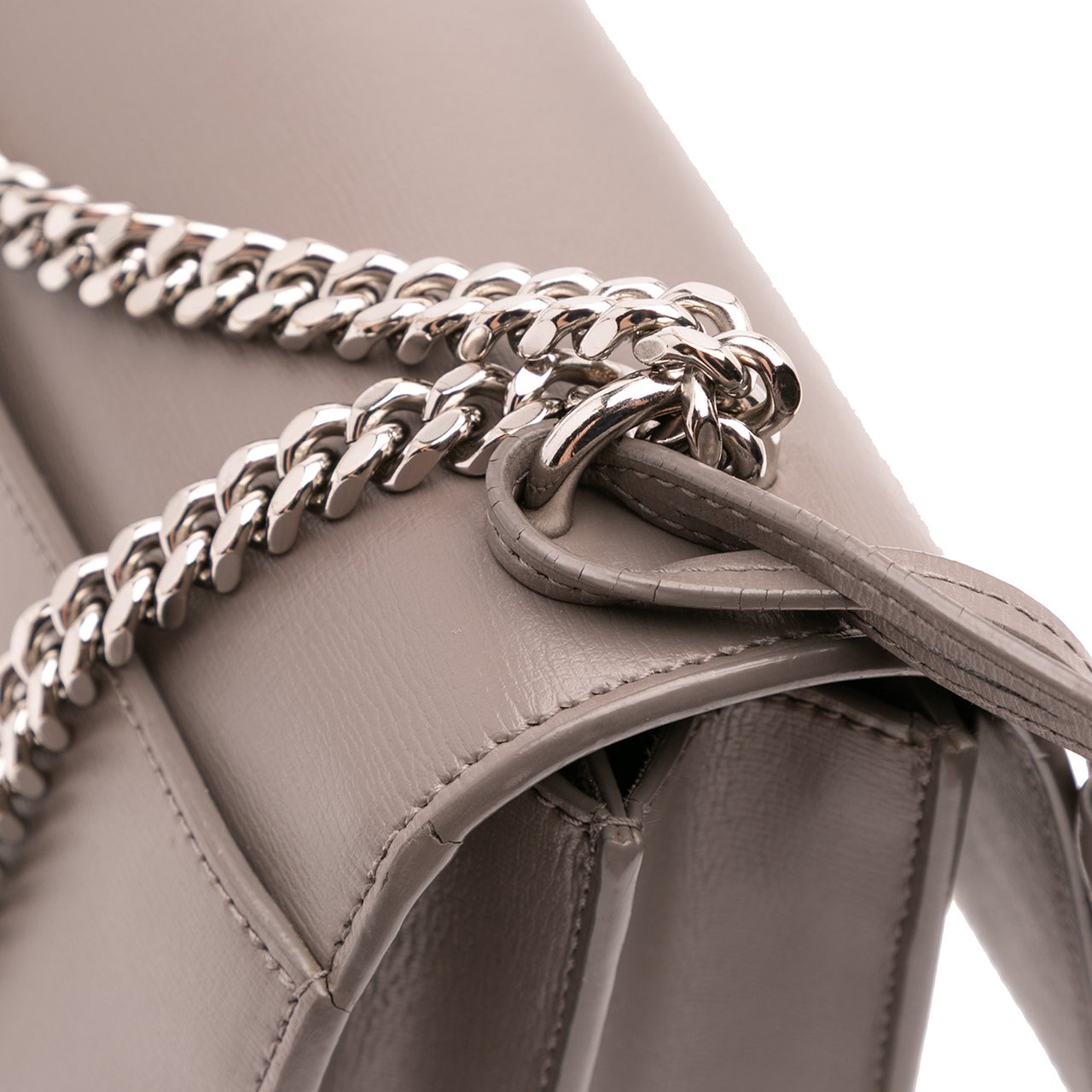 Saint Laurent Medium Leather Monogram Sunset Crossbody Grijs