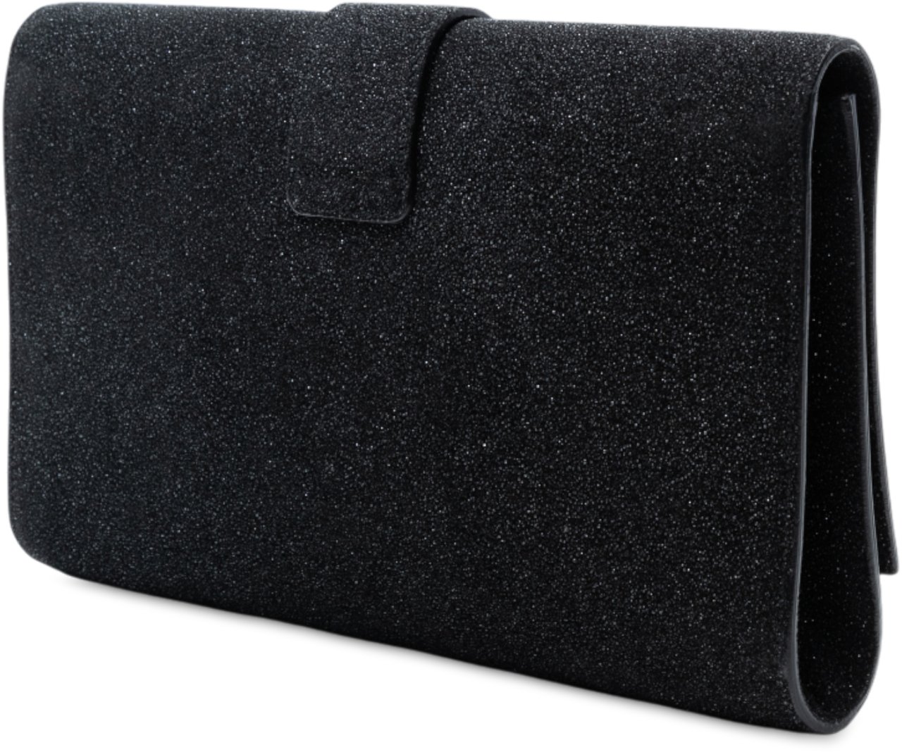 Saint Laurent Suede Shimmer Glitter Chyc Ligne Clutch Zwart