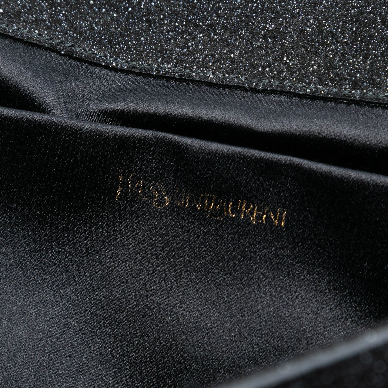 Saint Laurent Suede Shimmer Glitter Chyc Ligne Clutch Zwart