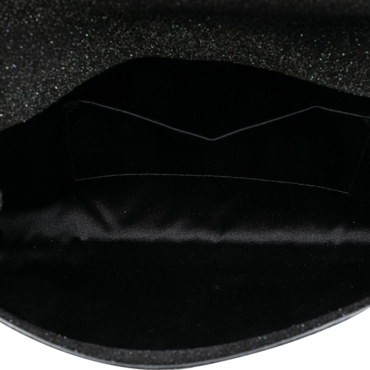Saint Laurent Suede Shimmer Glitter Chyc Ligne Clutch Zwart