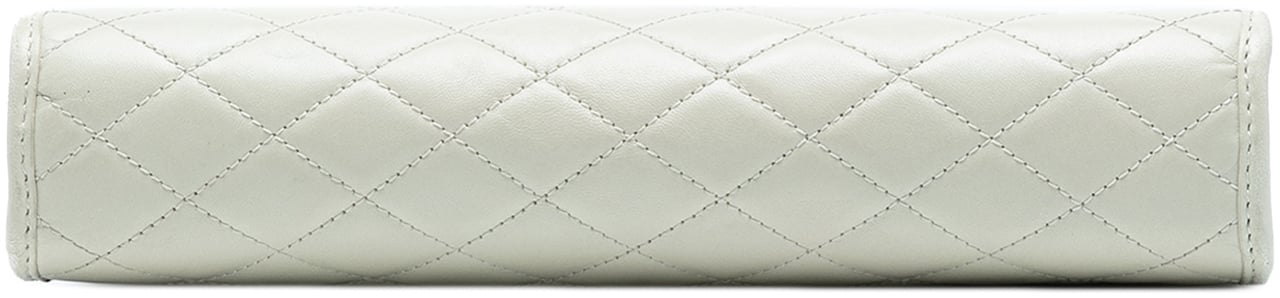 Saint Laurent Quilted Lambskin Monogram Baby Victoire Clutch on Chain Wit