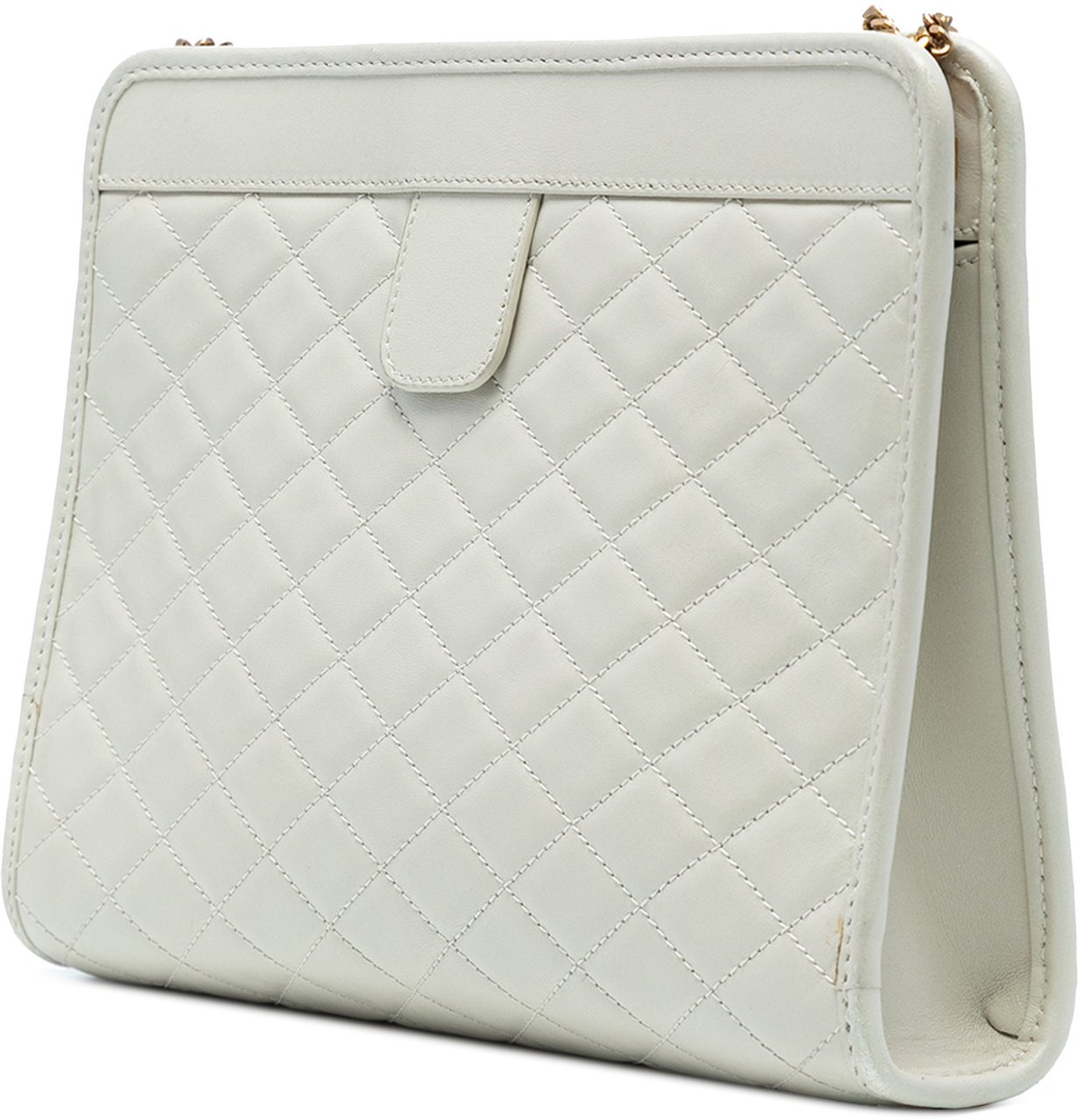 Saint Laurent Quilted Lambskin Monogram Baby Victoire Clutch on Chain Wit