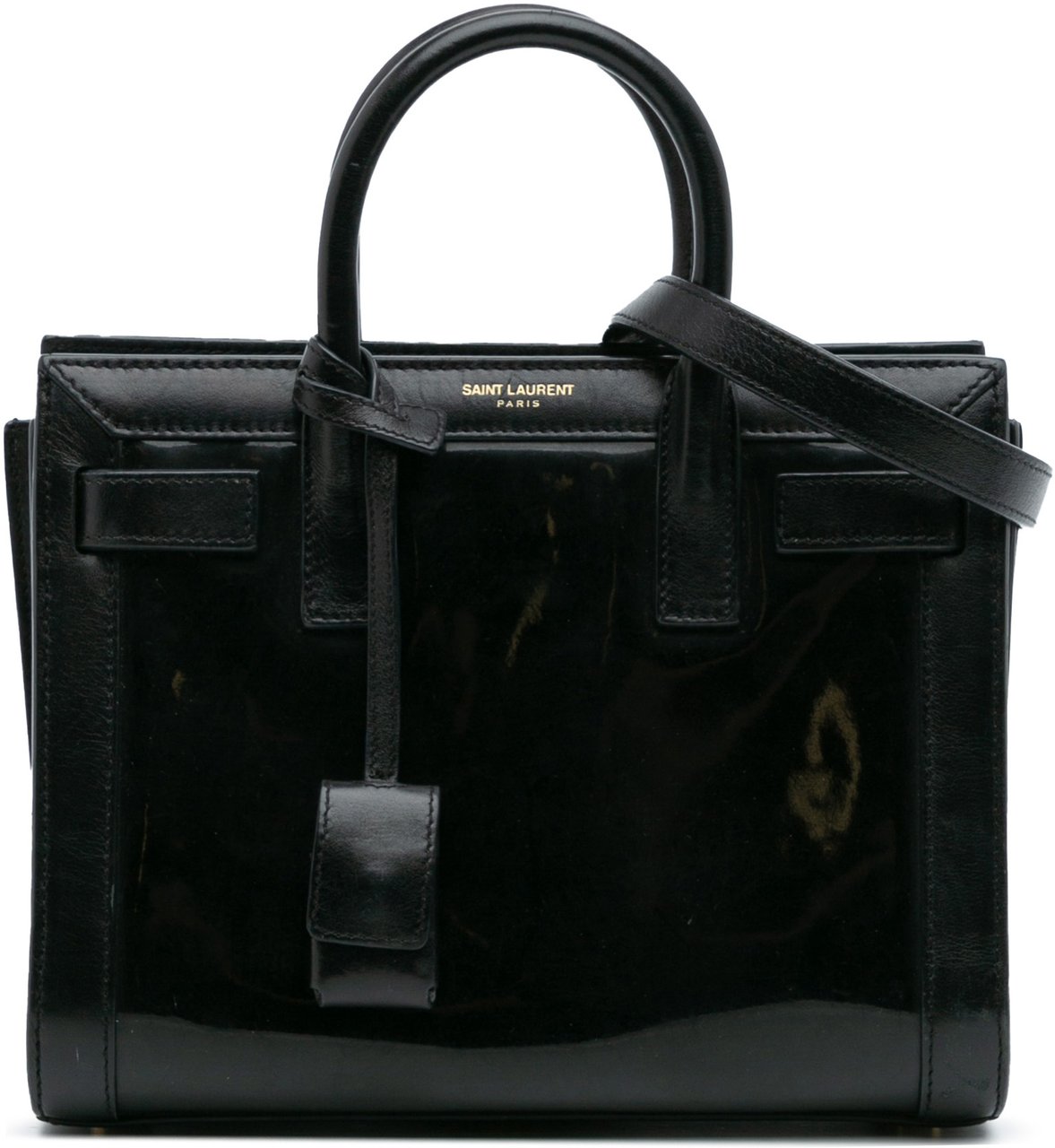 Saint Laurent Nano Patent Sac de Jour Satchel Zwart