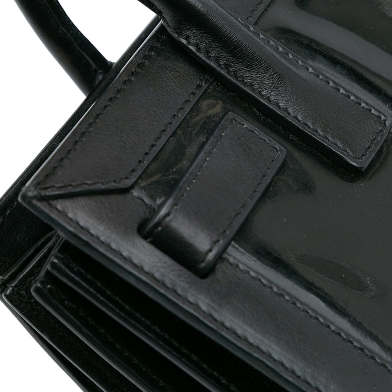 Saint Laurent Nano Patent Sac de Jour Satchel Zwart