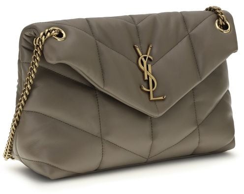 Saint Laurent Saint Laurent Gray Lamb Leather Shoulder Bag Grijs