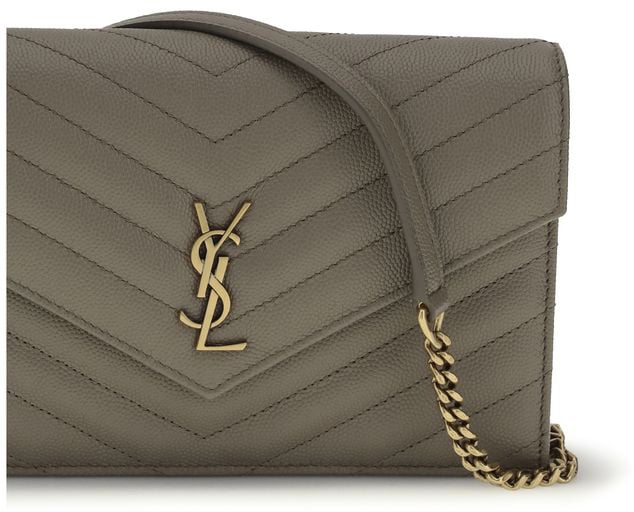 Saint Laurent Saint Laurent Gray Calf Leather Bos Taurus Wallet Grijs