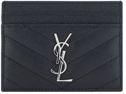Saint Laurent Black Calf Leather Bos Taurus Wallet Zwart