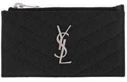 Saint Laurent Black Calf Leather Bos Taurus Wallet Zwart