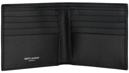 Saint Laurent Black Calf Leather Bos Taurus Wallet Zwart