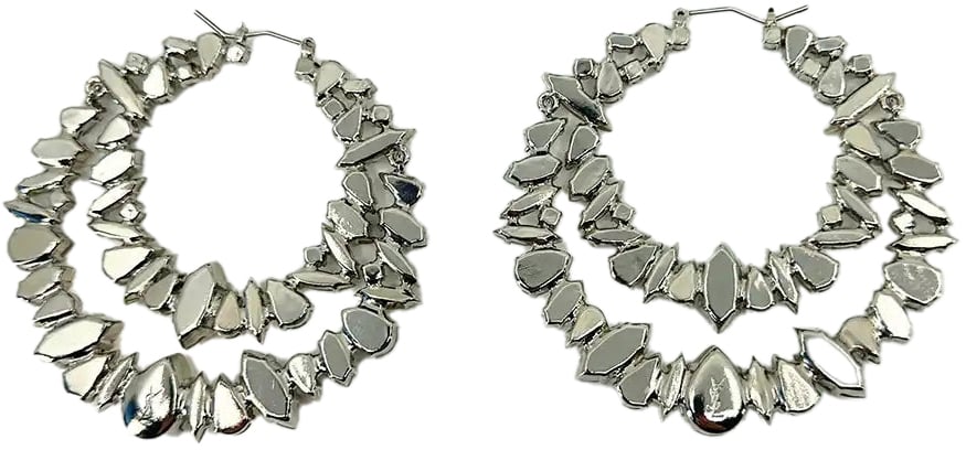 Saint Laurent Saint Laurent YSL Crystal Double Hoop Earrings / unworn Zilver