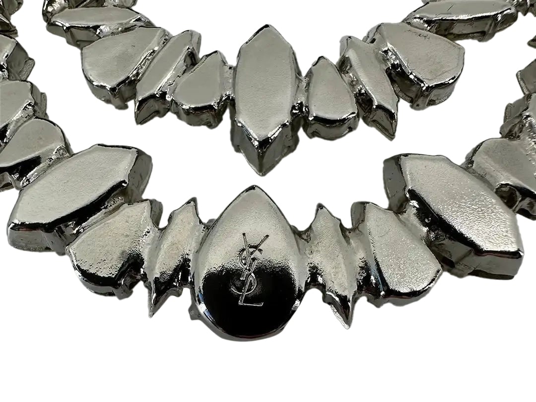 Saint Laurent Saint Laurent YSL Crystal Double Hoop Earrings / unworn Zilver