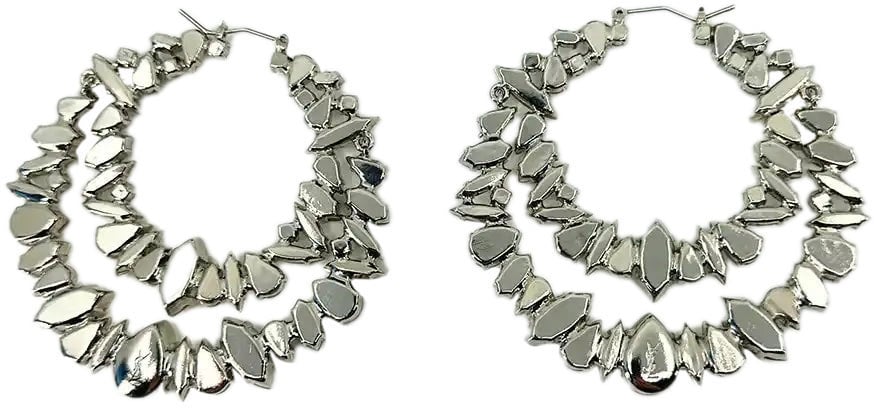 Saint Laurent Saint Laurent YSL Crystal Double Hoop Earrings / unworn Zilver