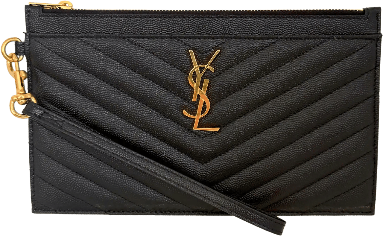 Saint Laurent Saint Laurent large Cassandre Pouch Grand de Poudre leather black / mint condition Zwart