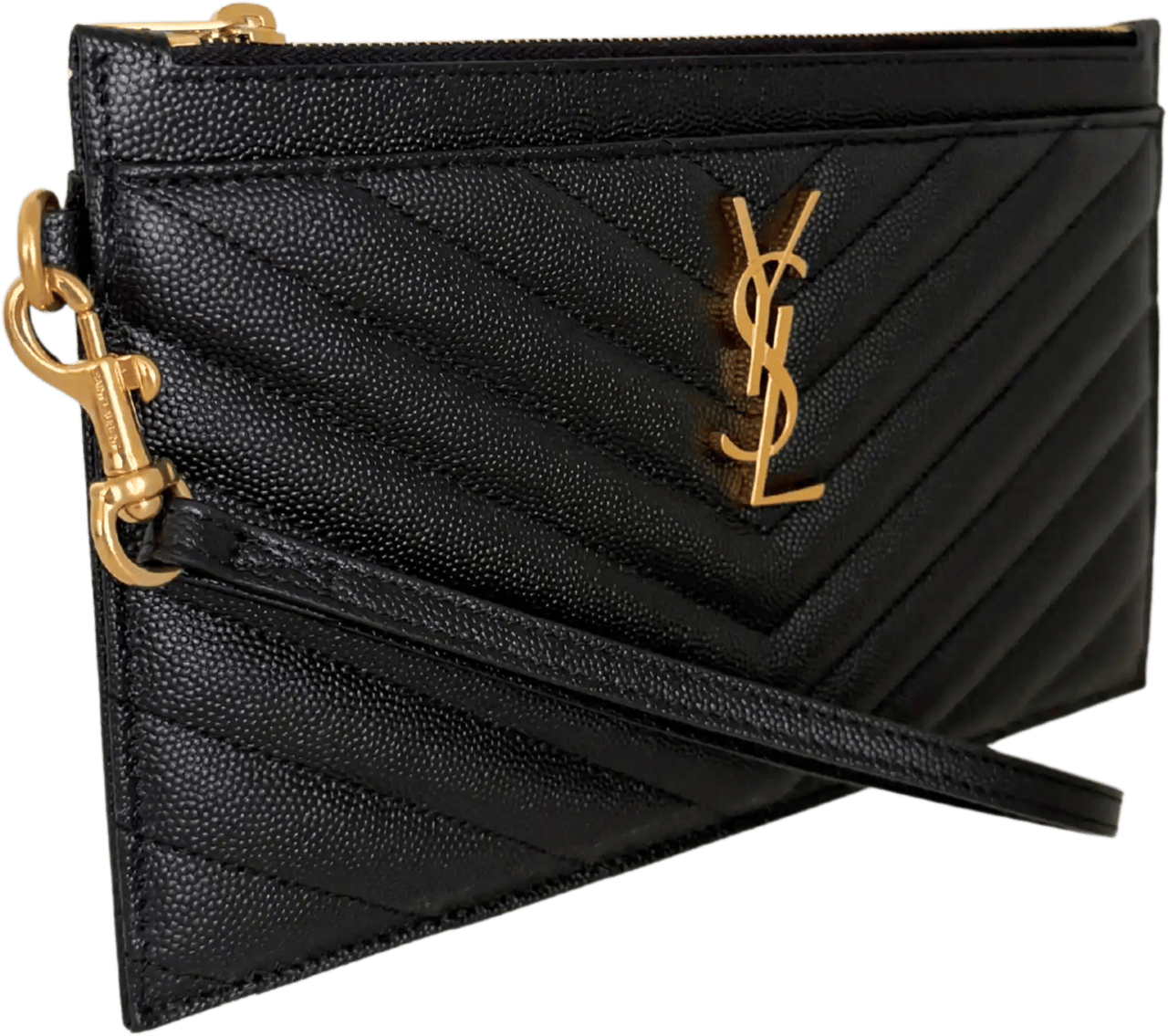 Saint Laurent Saint Laurent large Cassandre Pouch Grand de Poudre leather black / mint condition Zwart