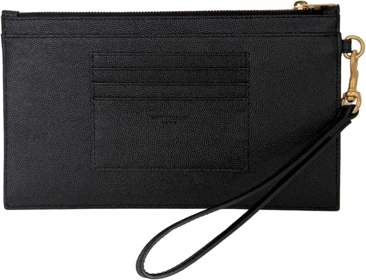Saint Laurent Saint Laurent large Cassandre Pouch Grand de Poudre leather black / mint condition Zwart