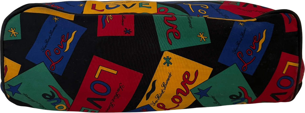 Saint Laurent Yves Saint Laurent Love Printed Nylon Handbag Colorful / good Zwart