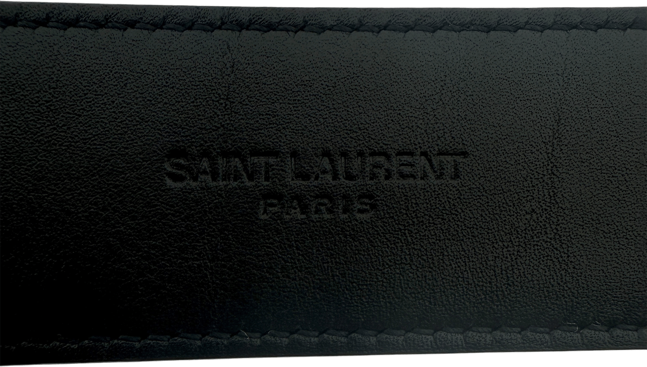 Saint Laurent Saint Laurent Cassandre patent leather belt with square buckle Black / very good Zwart