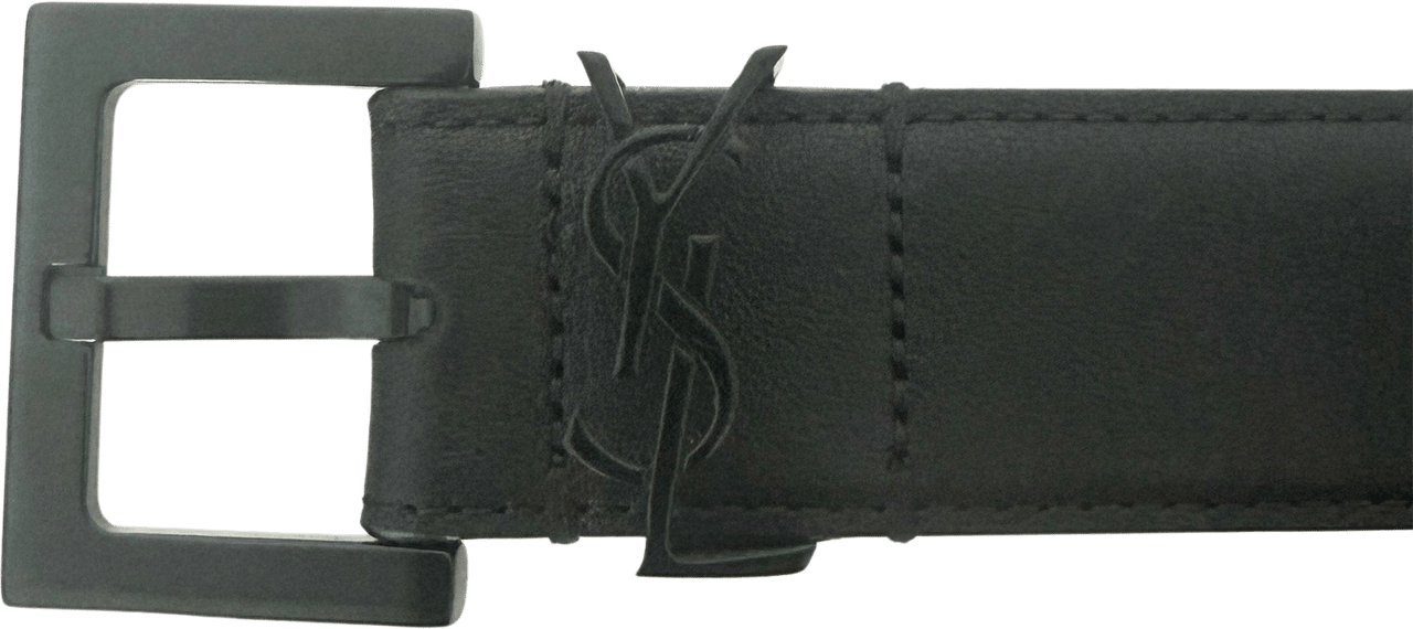 Saint Laurent Saint Laurent Cassandre belt in shiny Saint Laurent box leather with square buckle Black / very good Zwart