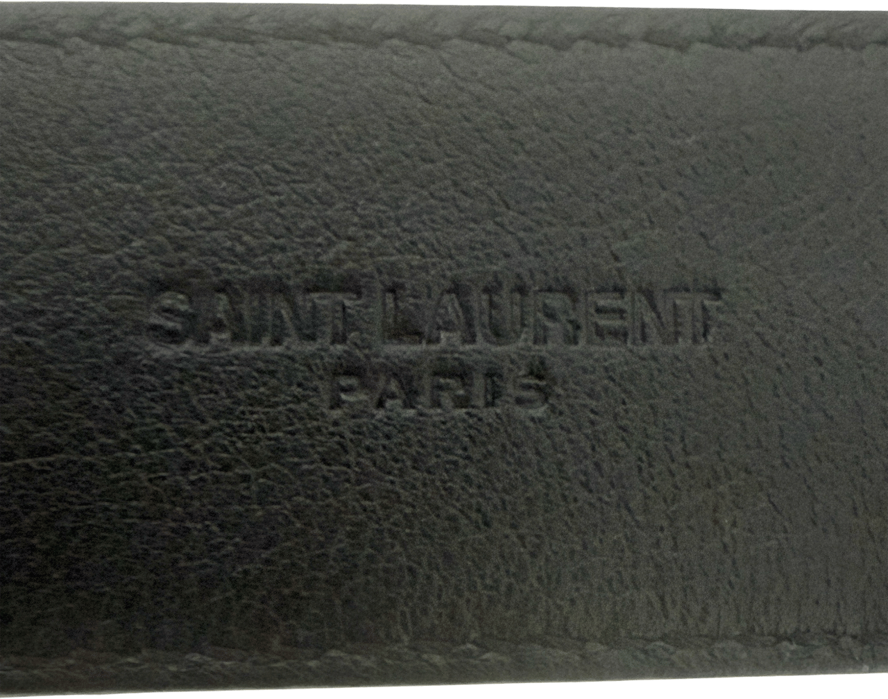 Saint Laurent Saint Laurent Cassandre belt in shiny Saint Laurent box leather with square buckle Black / very good Zwart