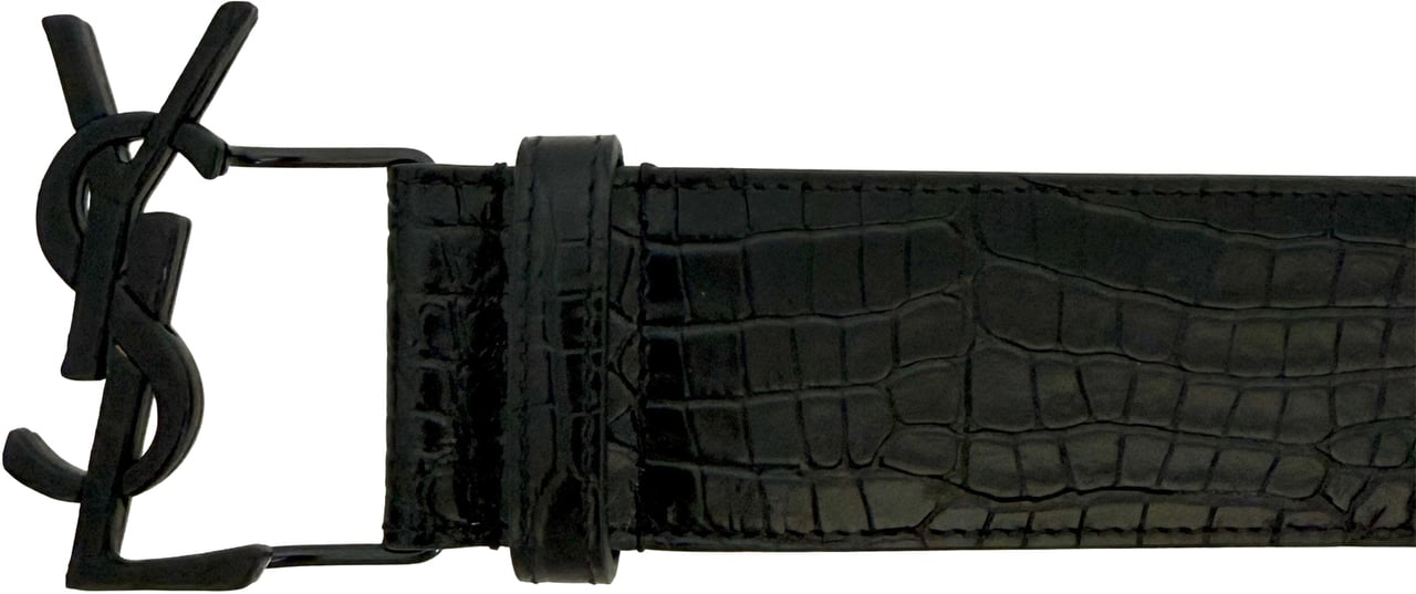 Saint Laurent belt snakeskin look black Zwart