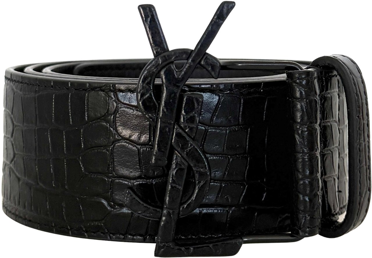 Saint Laurent belt snakeskin look black Zwart