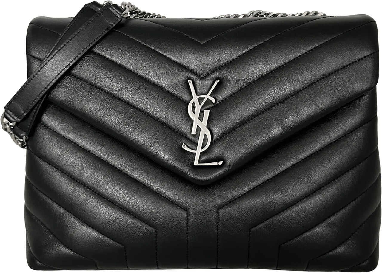 Saint Laurent Saint Laurent YSL LouLou Medium Leder schwarz silberne Hardware / sehr gut Zwart
