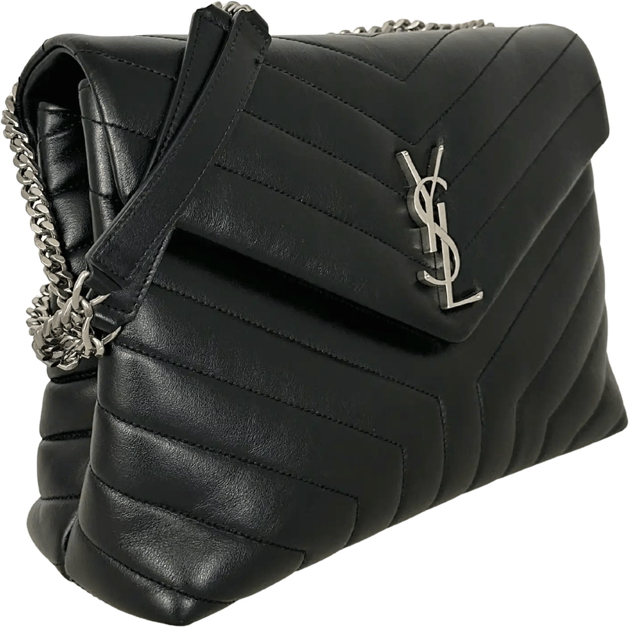 Saint Laurent Saint Laurent YSL LouLou Medium Leder schwarz silberne Hardware / sehr gut Zwart