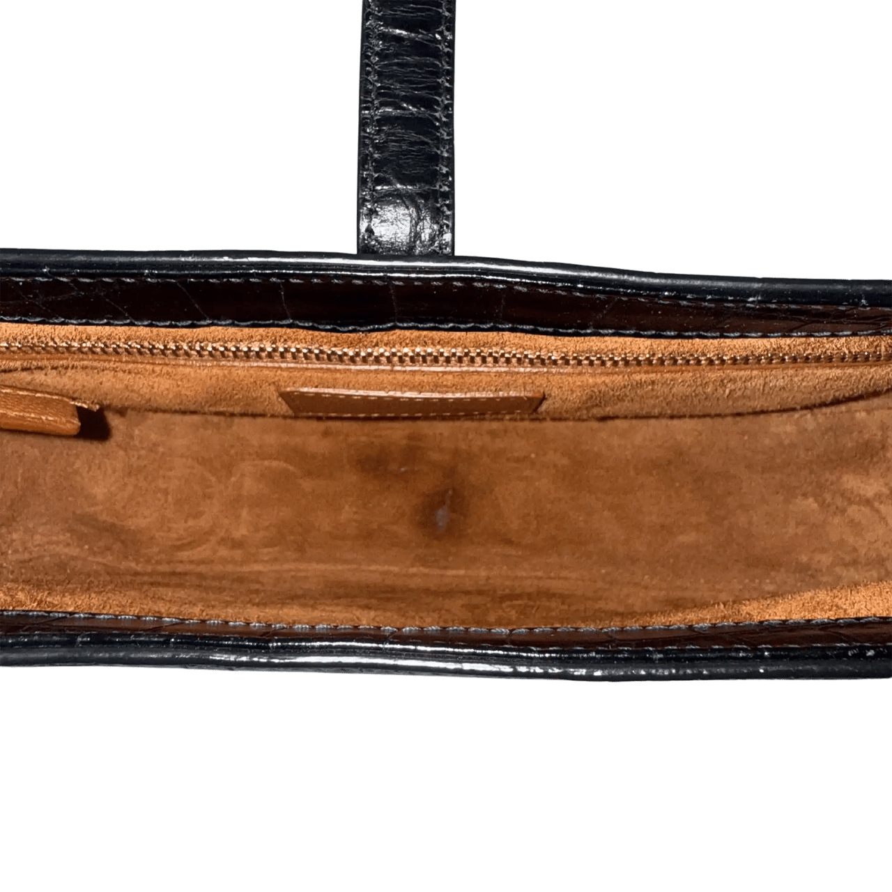 Saint Laurent Saint Laurent LE 5 À 7 glänzendes Leder Krokodilprägung Schwarz / sehr gut Zwart