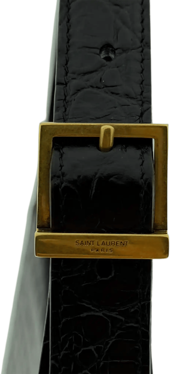 Saint Laurent Saint Laurent LE 5 À 7 glänzendes Leder Krokodilprägung Schwarz / sehr gut Zwart