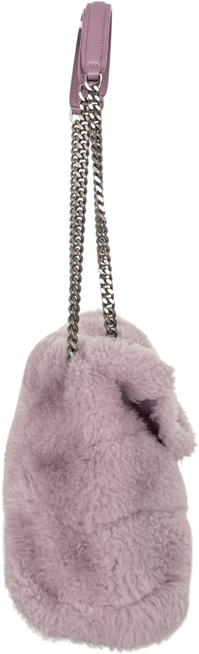 Saint Laurent Saint Laurent Loulou Puffer Small Shearling Shoulder Bag Lilac / very good Paars